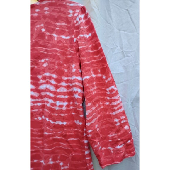 Ruby Rd Tie Die Top Beaded 3/4 Sleeve SZ Large Orange Cotton Stretch Rounded Hem - Picture 5 of 8